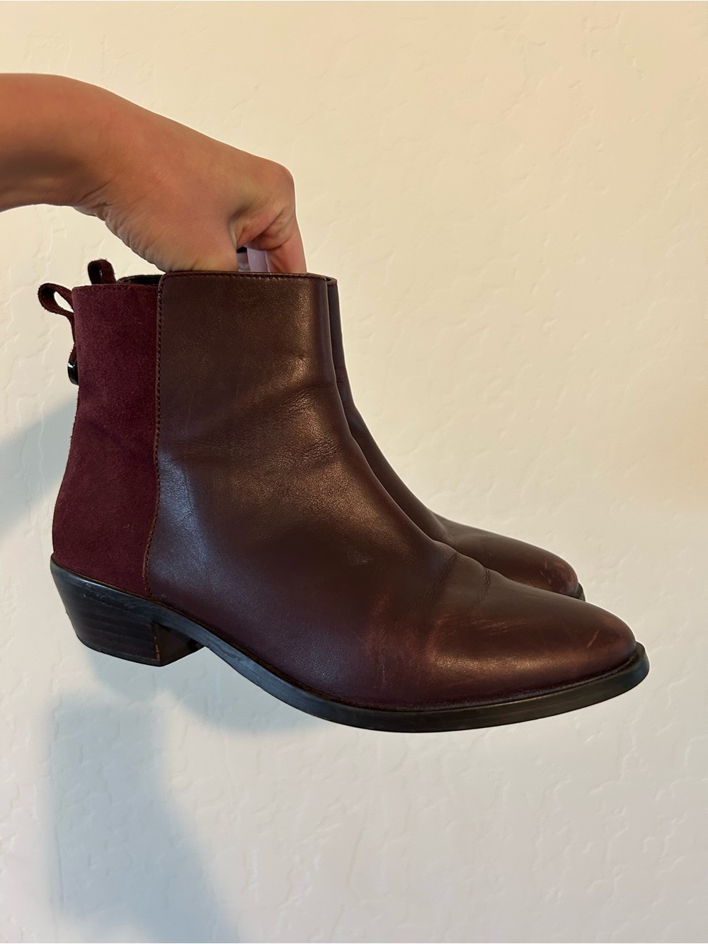 Coach Burgundy Carmen Leather Ankle Boots